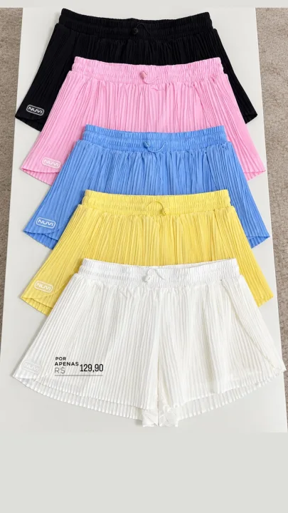 Short duplo plissado