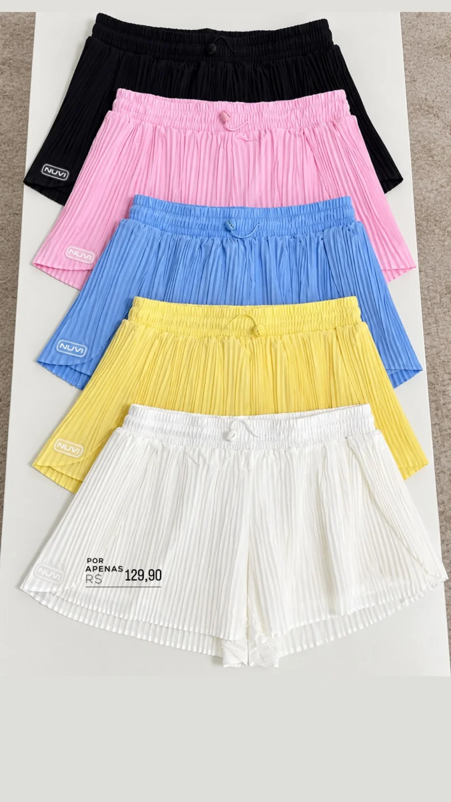 Short duplo plissado