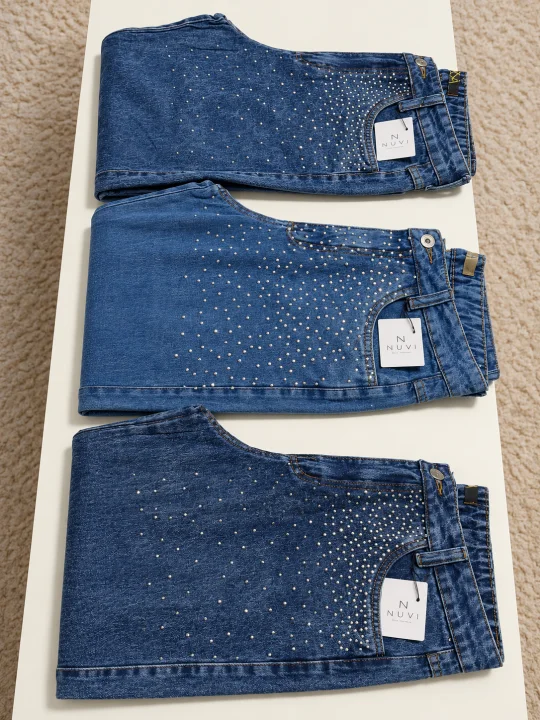 Calça jeans Wide Leg brilho